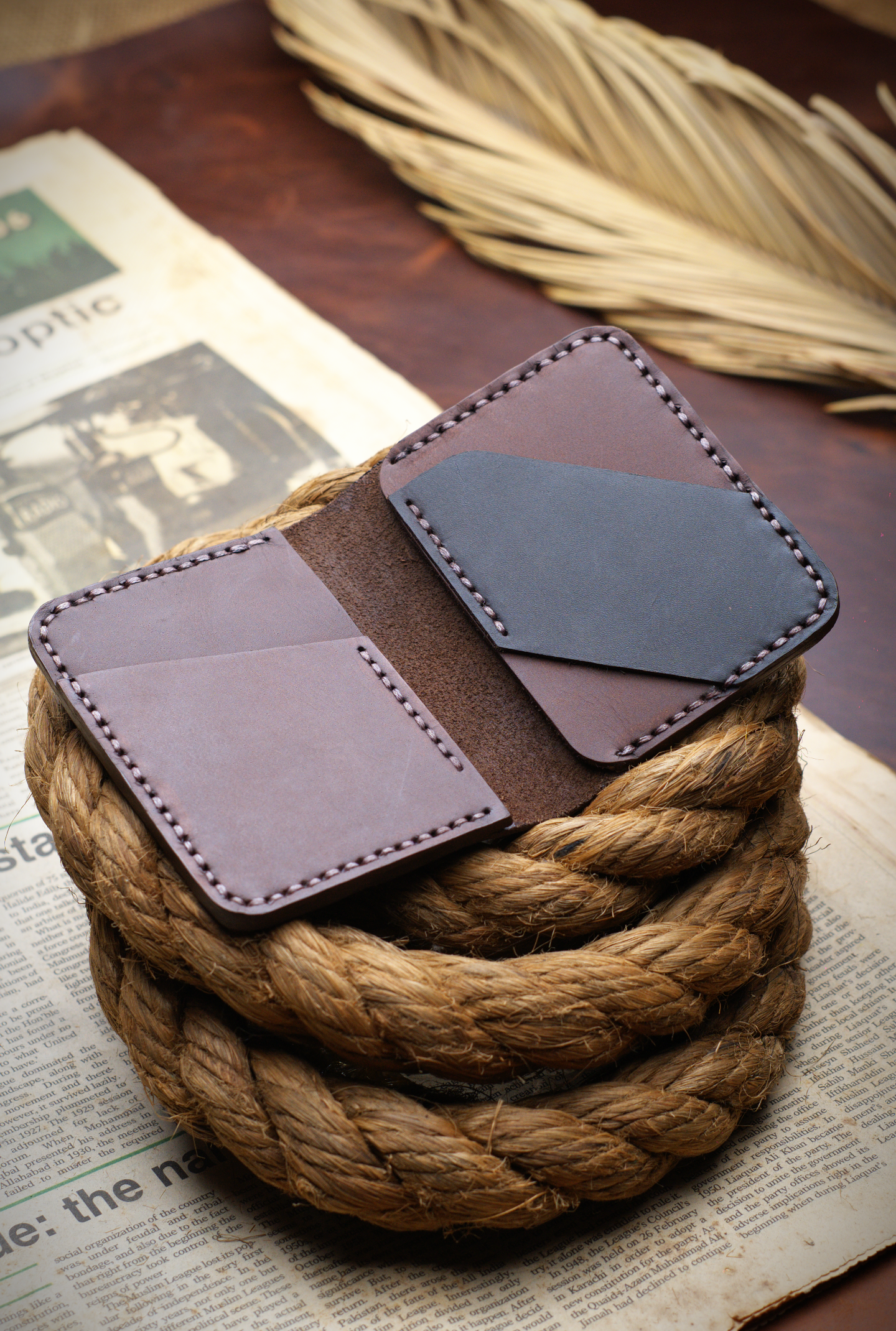 The Vertical Vogue: A Bifold Leather Wallet