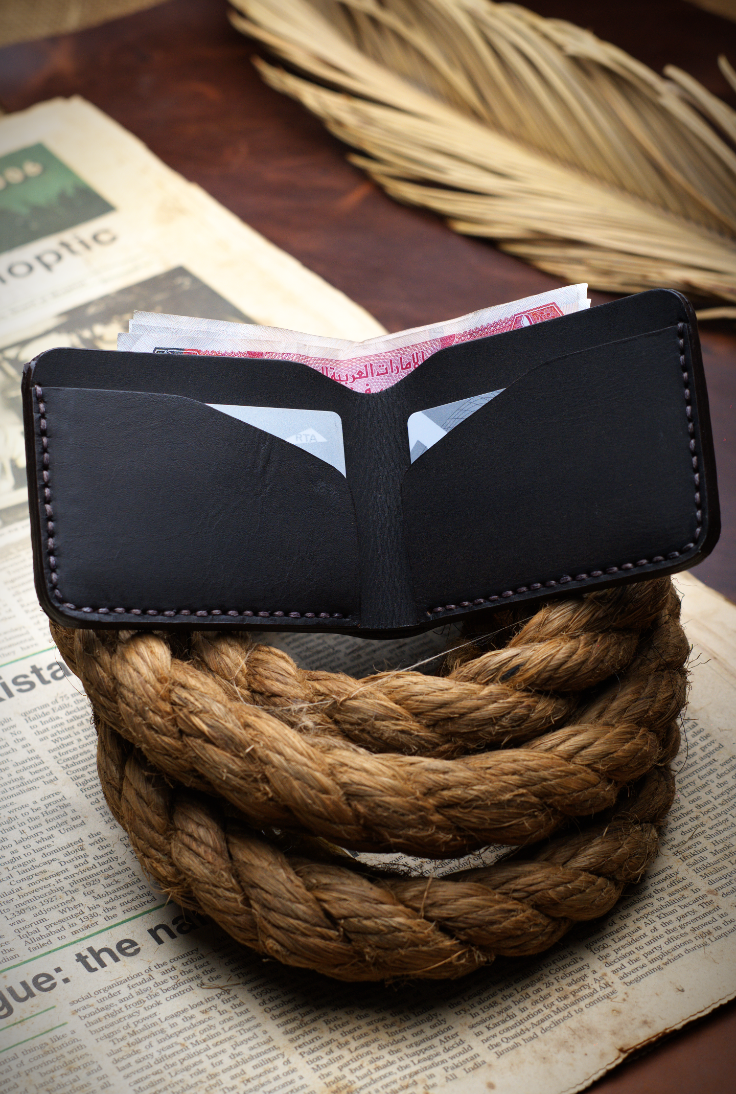 The Nexus: A Leather Bifold Wallet - Coffee Color