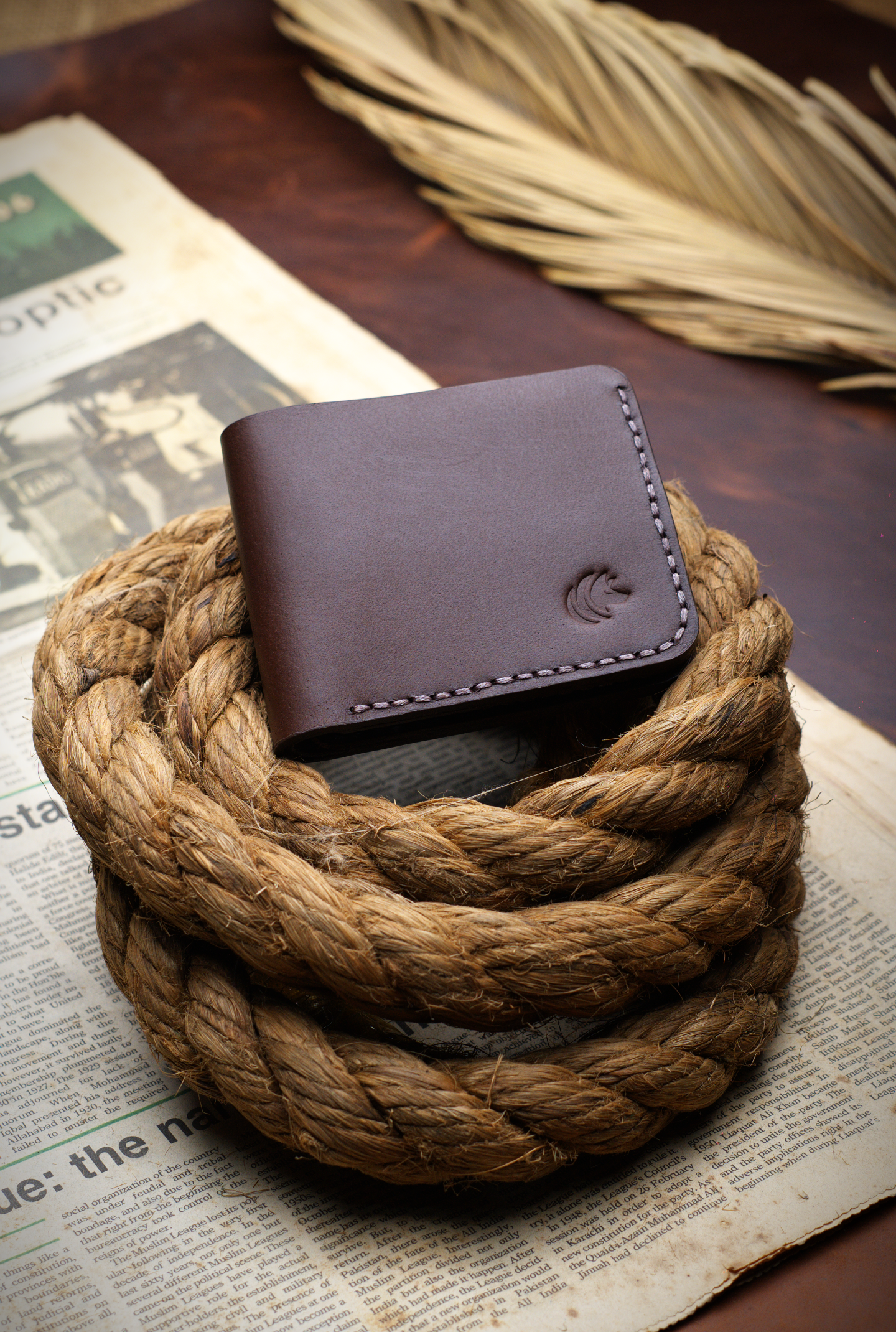 The Vortex: A Leather Bifold Wallet - Brown Colour