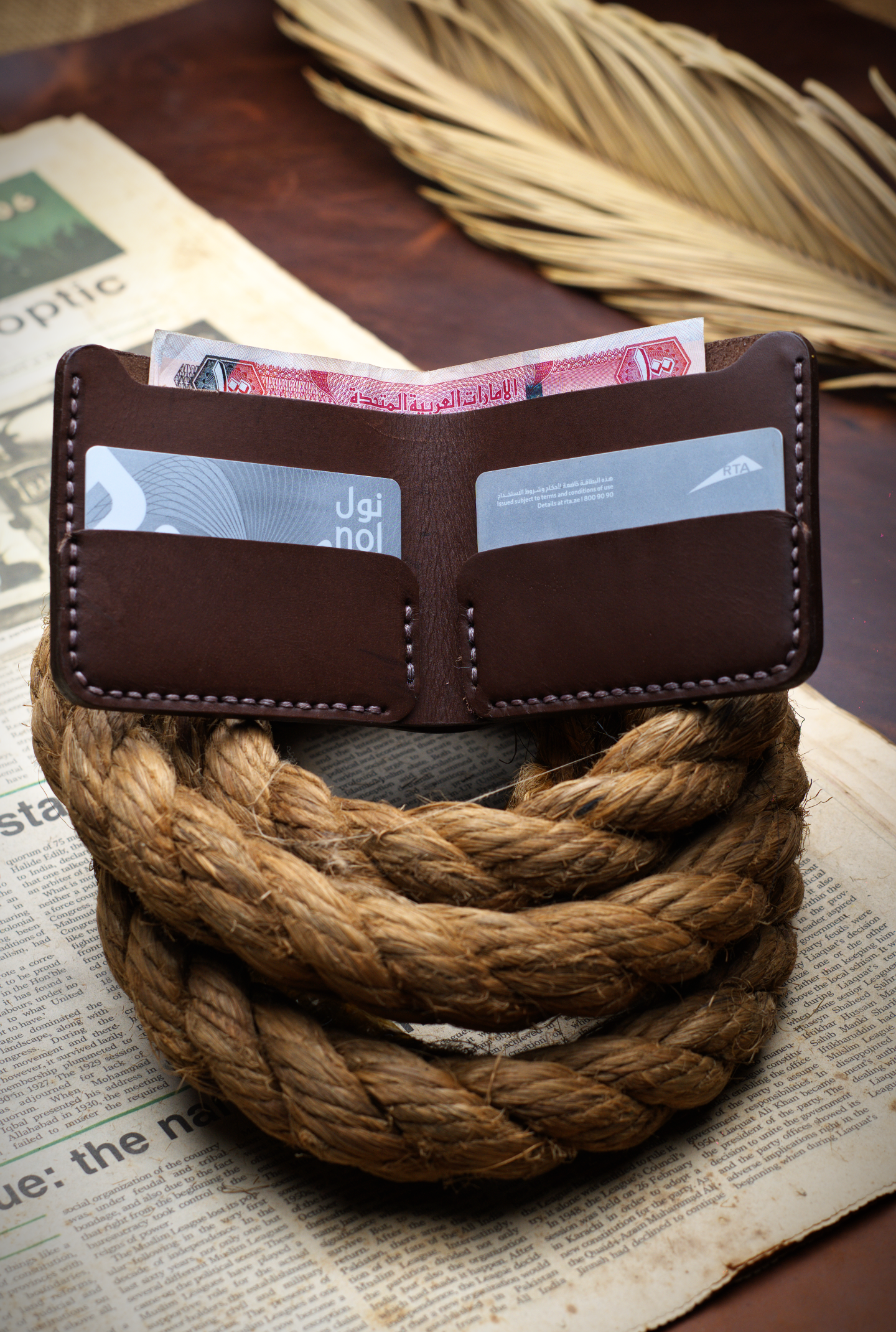 The Vortex: A Leather Bifold Wallet - Brown Colour