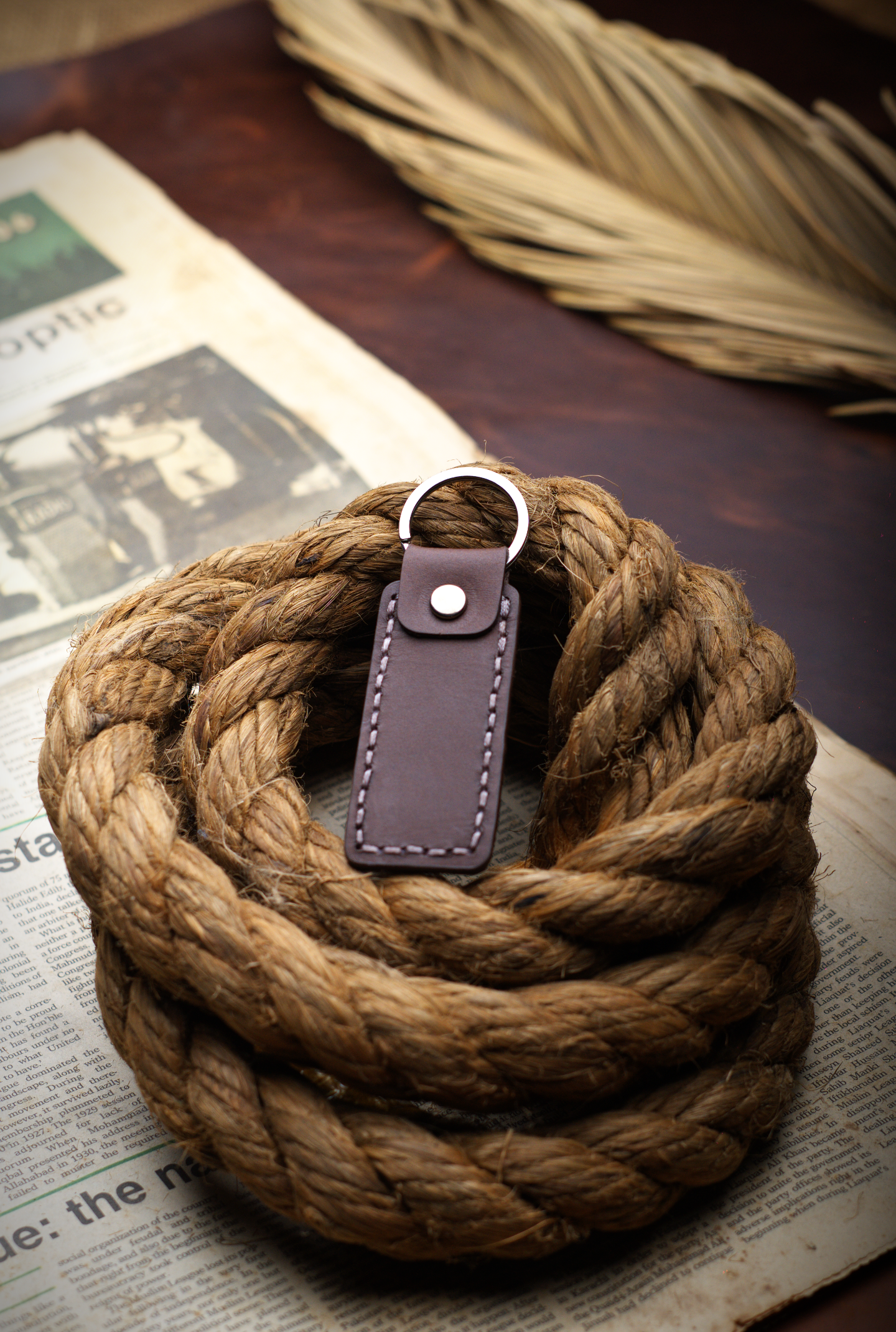 The Rectangle Shaped: A Hand-Stitched Leather Keychain