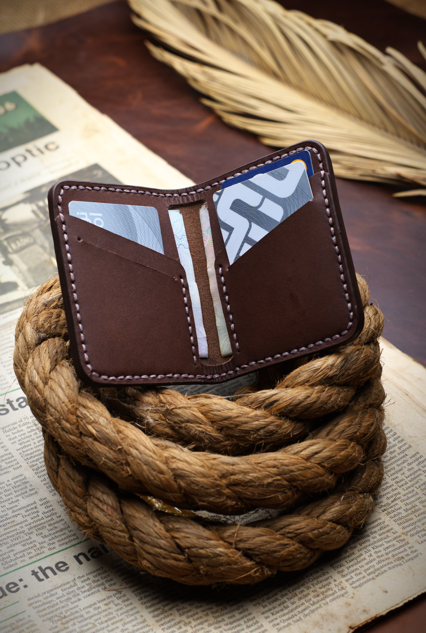 The Vertical Elite: A Leather Bifold Wallet